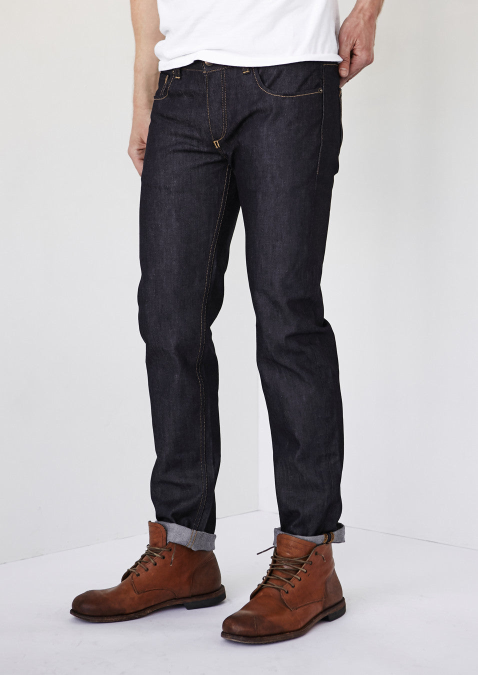 The Weekender in Stretch Raw Denim