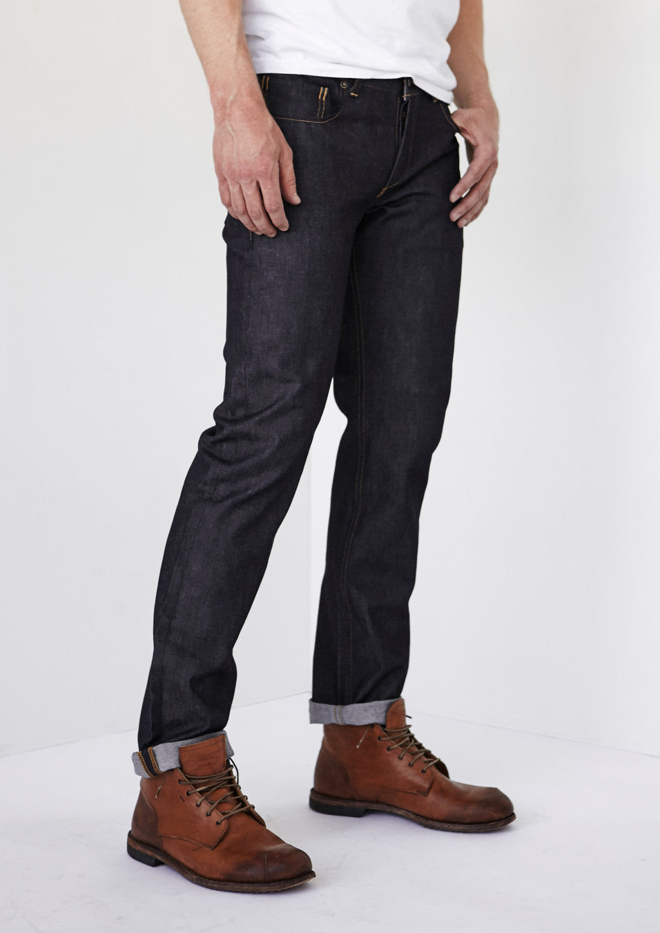 The Weekender in Stretch Raw Denim
